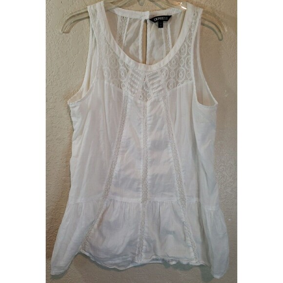 Express Tops - Express Womens Cotton Lace Sleeveless Tunic Sz Medium